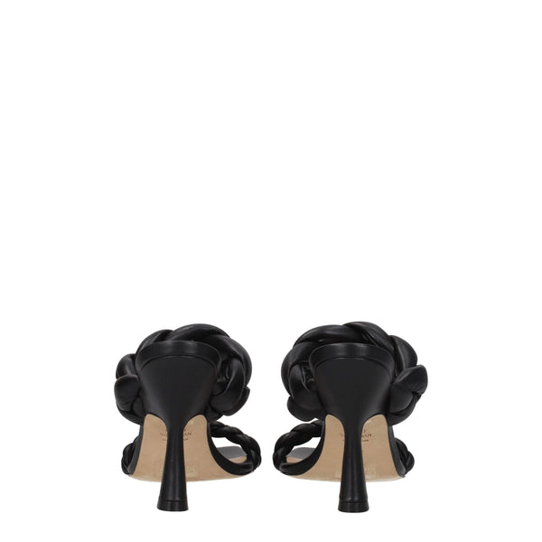 Schwarze Leder-Stilettosandalen