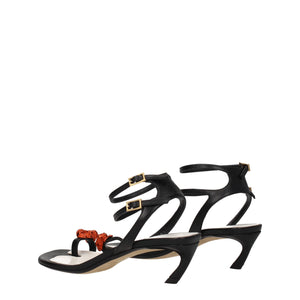Schwarze Leder-Stilettos mit Pfennigabsatz
