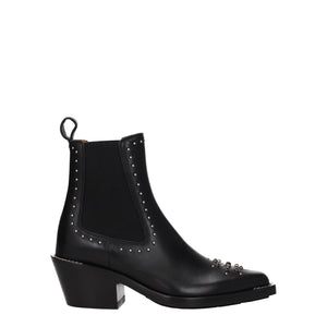 Schwarze Lederstiefeletten