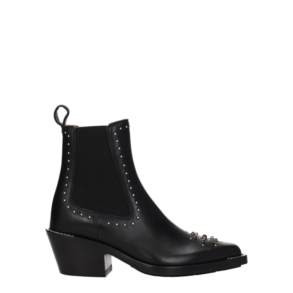 Schwarze Lederstiefeletten