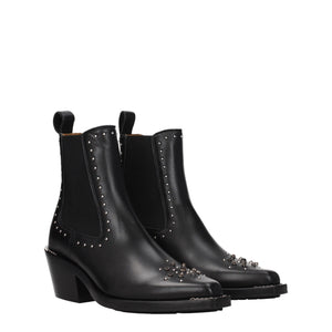 Schwarze Lederstiefeletten