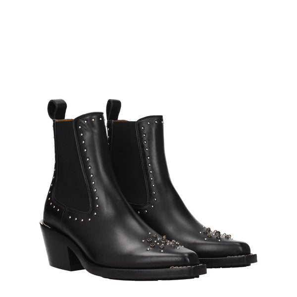 Schwarze Lederstiefeletten
