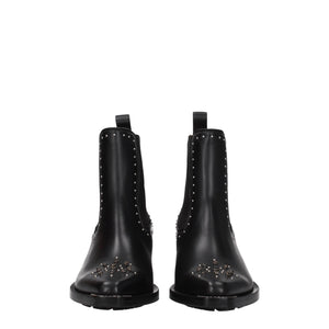 Schwarze Lederstiefeletten