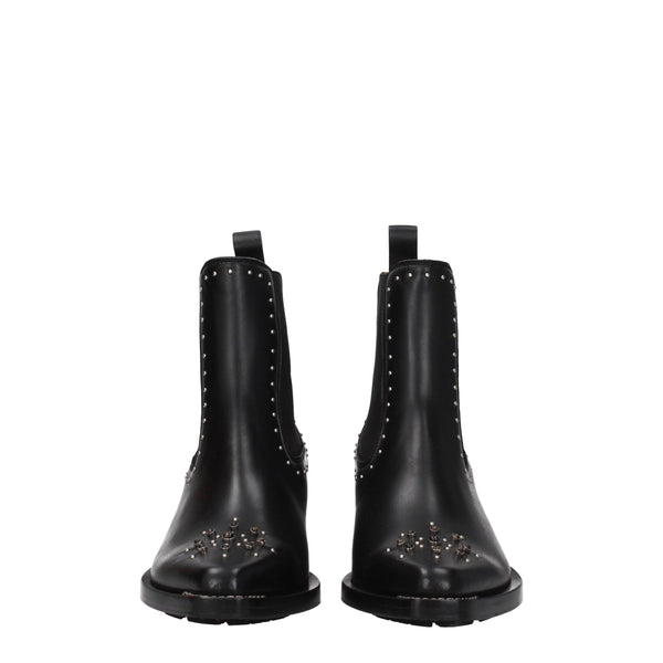 Schwarze Lederstiefeletten