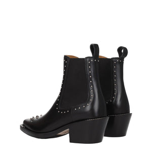 Schwarze Lederstiefeletten