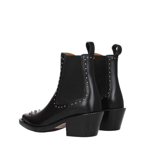 Schwarze Lederstiefeletten