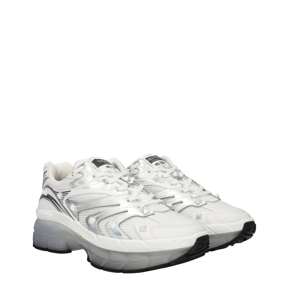 Weißer Stoff Sportliche Turnschuhe