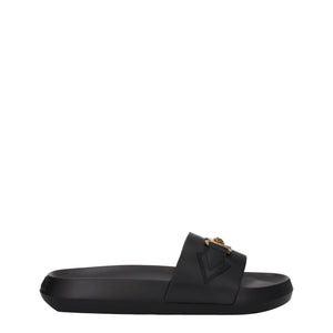 Leder-Hausschuhe in Schwarz