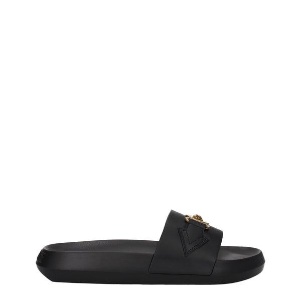Leder-Hausschuhe in Schwarz