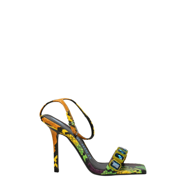 Bunte Leder-Stilettosandalen