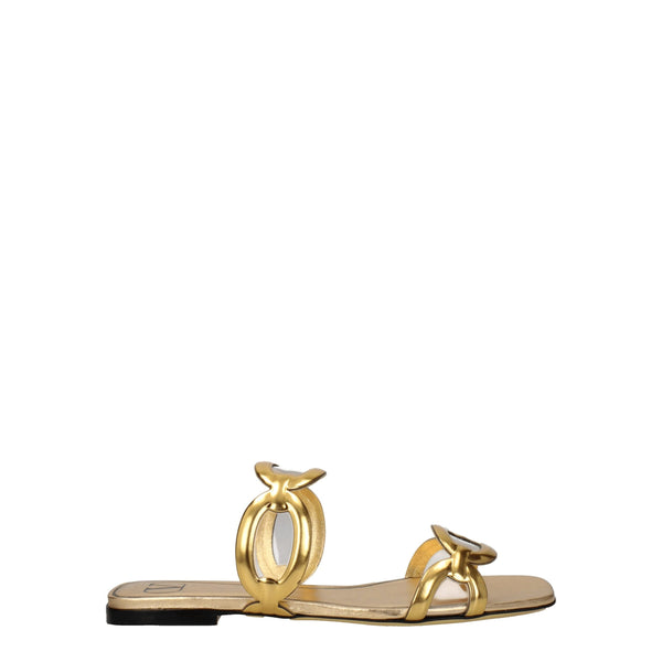 Goldene Leder-Pantoffeln