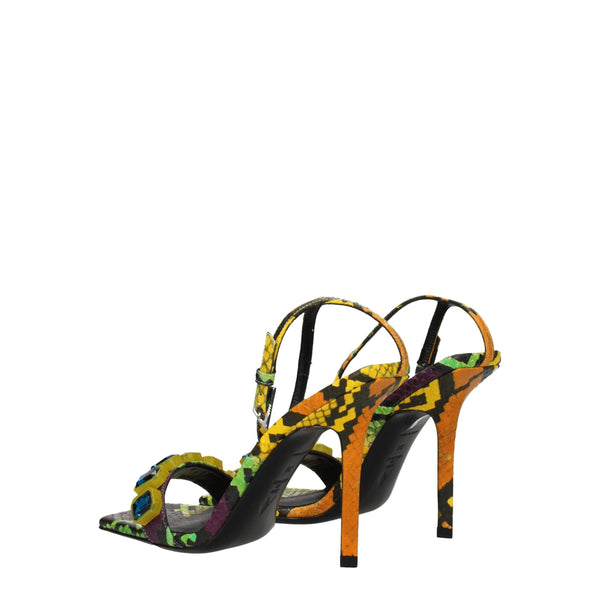 Bunte Leder-Stilettosandalen