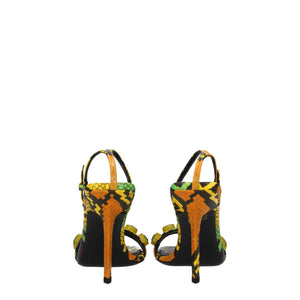 Bunte Leder-Stilettosandalen