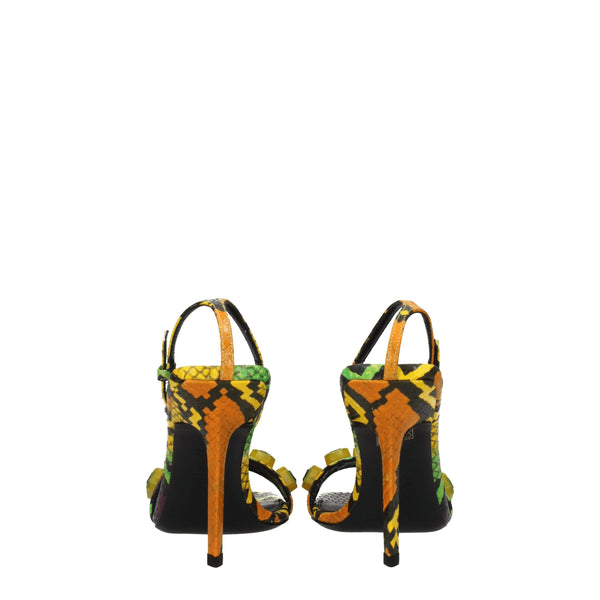 Bunte Leder-Stilettosandalen