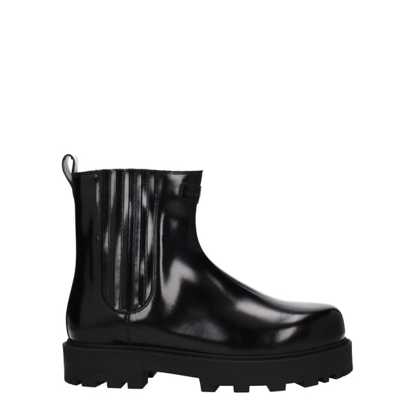 Schwarze Lederstiefeletten