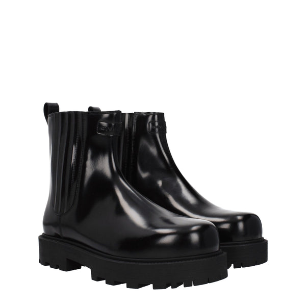 Schwarze Lederstiefeletten