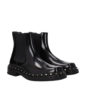 Schwarze Lederstiefeletten