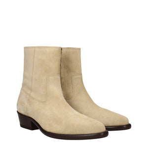 Beige Lederstiefeletten