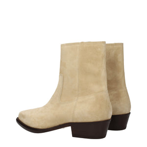 Beige Lederstiefeletten