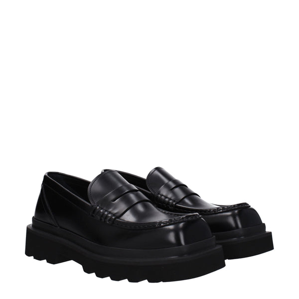 Schwarze Leder Slipper