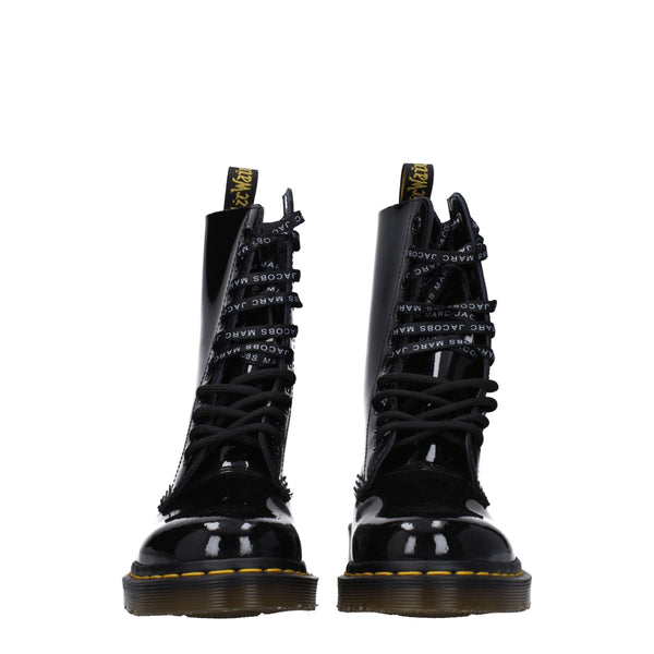 Schwarze Lederstiefeletten