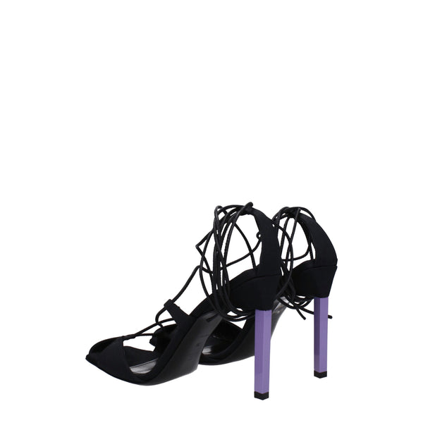 Schwarze Stoff-Stilettosandalen