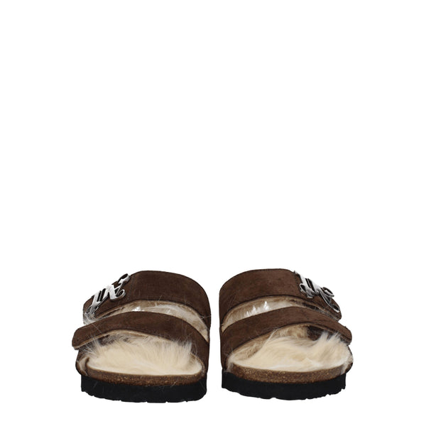 Braune Leder-Hausschuhe