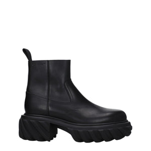Schwarze Lederstiefeletten