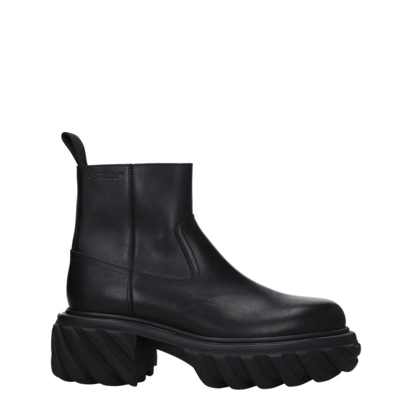 Schwarze Lederstiefeletten