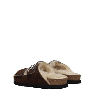 Braune Leder-Hausschuhe