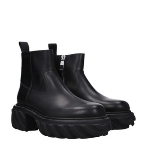 Schwarze Lederstiefeletten