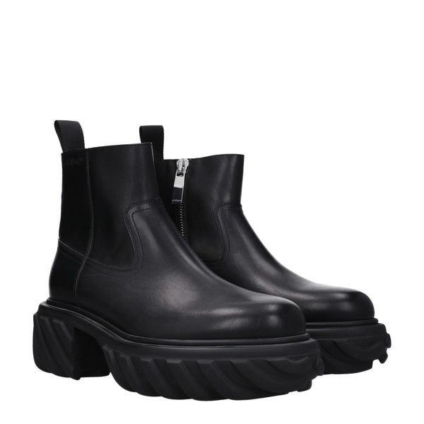 Schwarze Lederstiefeletten