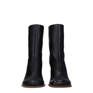 Schwarze Lederstiefeletten