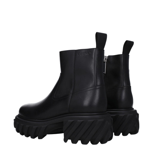 Schwarze Lederstiefeletten