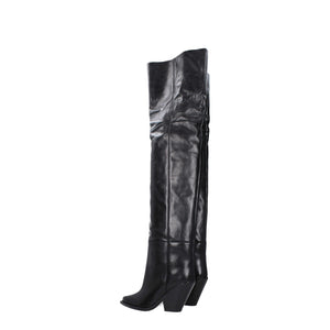 Schwarzes Leder Over The Knee