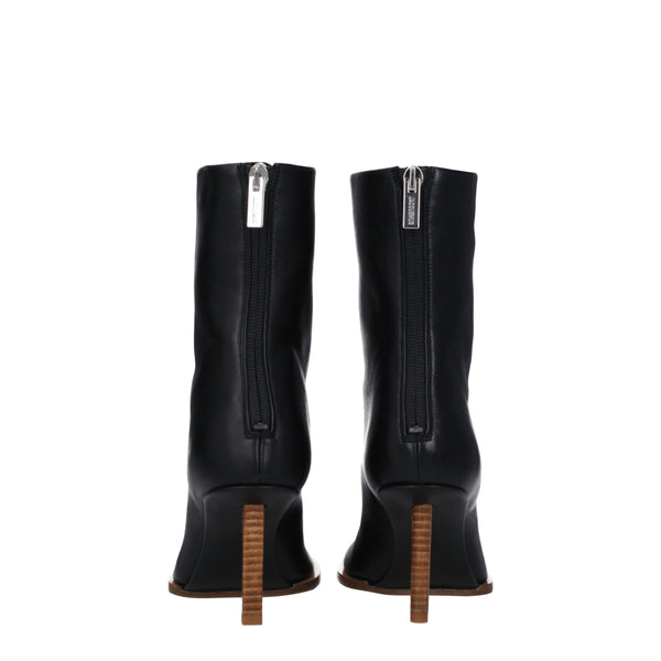 Schwarze Lederstiefeletten