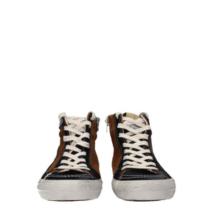 Braune High-Top-Sneaker aus Leder