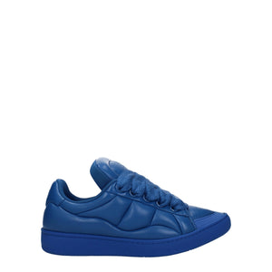 Blaue Leder-Sneaker mit niedrigem Schnitt