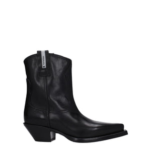 Schwarze Lederstiefeletten