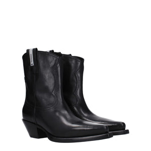 Schwarze Lederstiefeletten