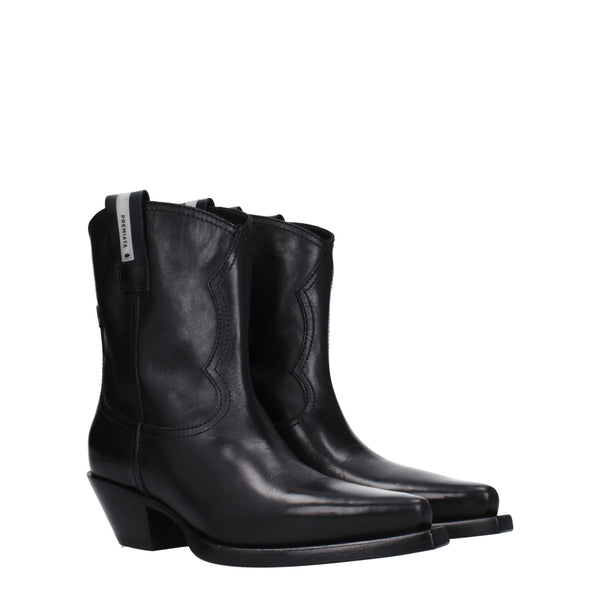 Schwarze Lederstiefeletten