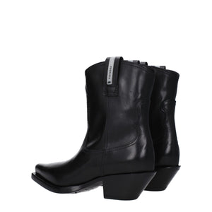 Schwarze Lederstiefeletten