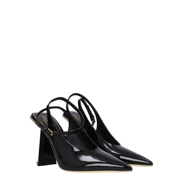 Schwarze Ledersandalen