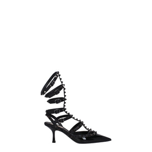 Schwarze Leder-Stilettos
