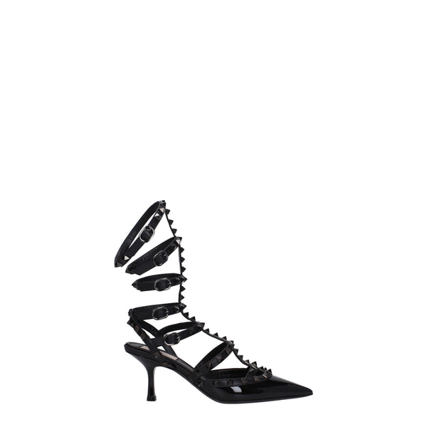 Schwarze Leder-Stilettos