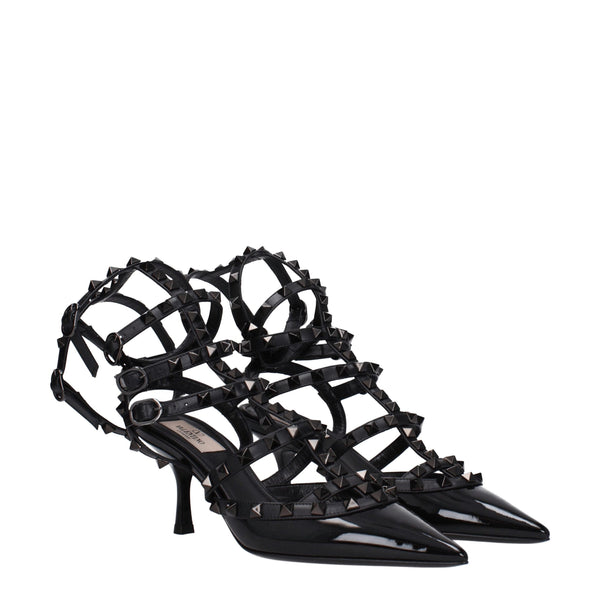 Schwarze Leder-Stilettos