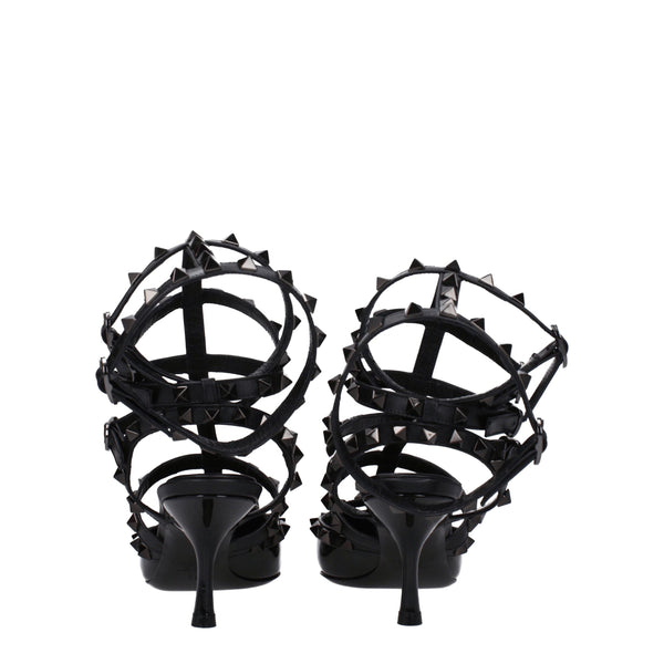 Schwarze Leder-Stilettos