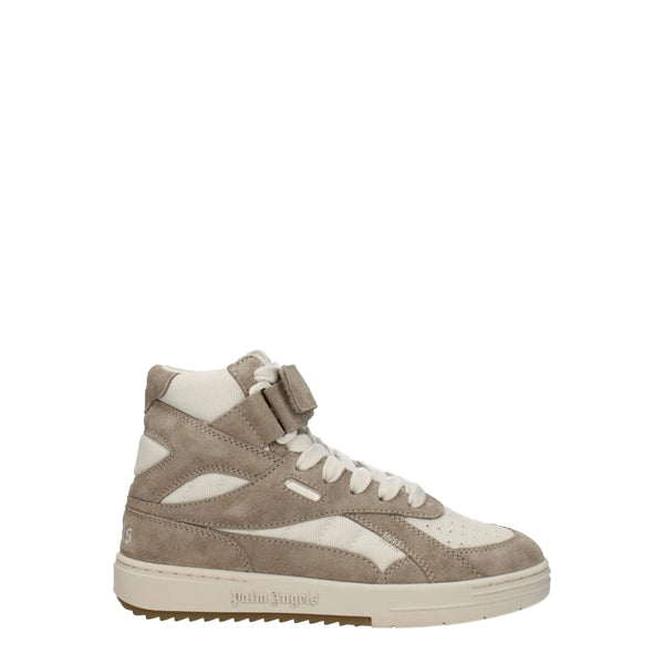Beigefarbene High-Top-Sneaker aus Leder