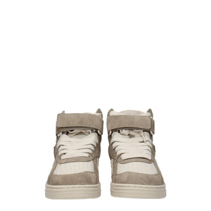 Beigefarbene High-Top-Sneaker aus Leder