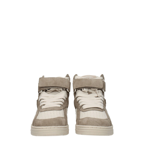 Beigefarbene High-Top-Sneaker aus Leder